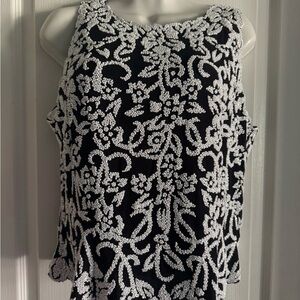J Kara Black and White Embellished Sleeveless Tank Top